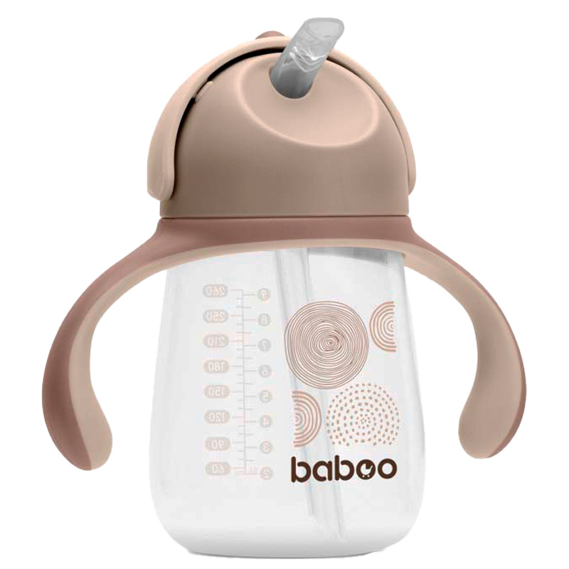 Бабуу FOR KIDS Baboo cup with silicone straw, brown 9+ months 260ml