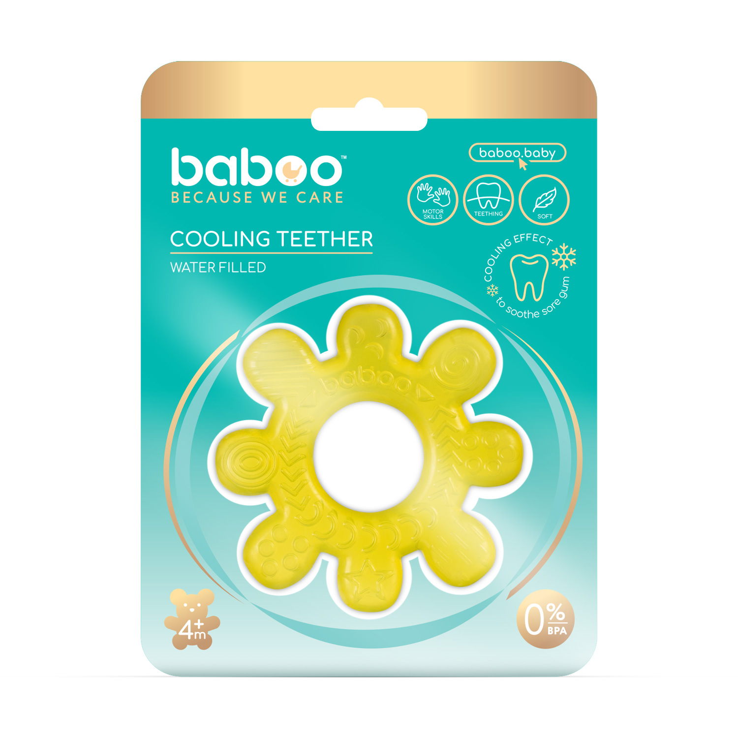 Бабуу FOR KIDS Baboo silicone teether Wheel yellow 4m+