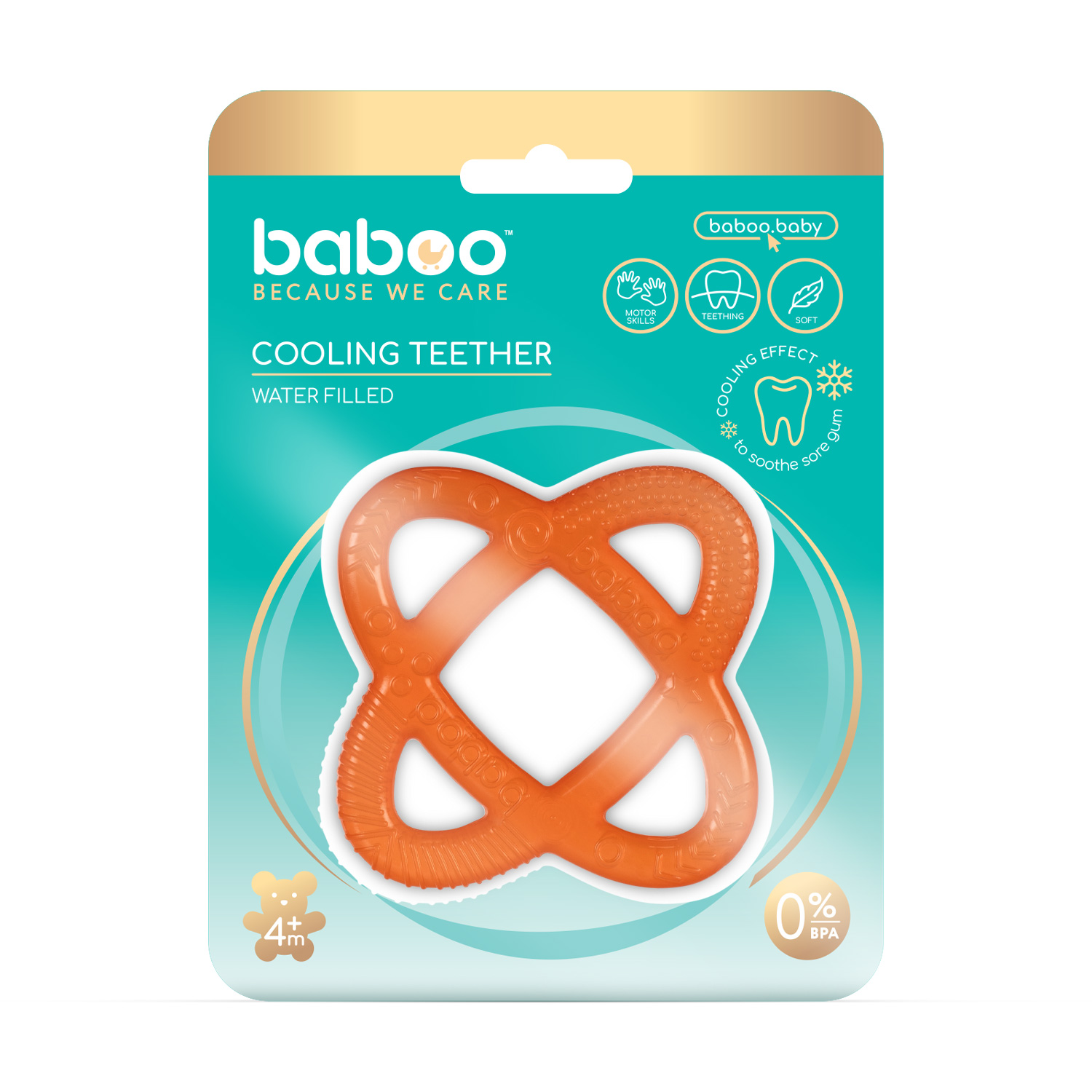 Бабуу FOR KIDS Baboo silicone teether Sphere orange 4m+