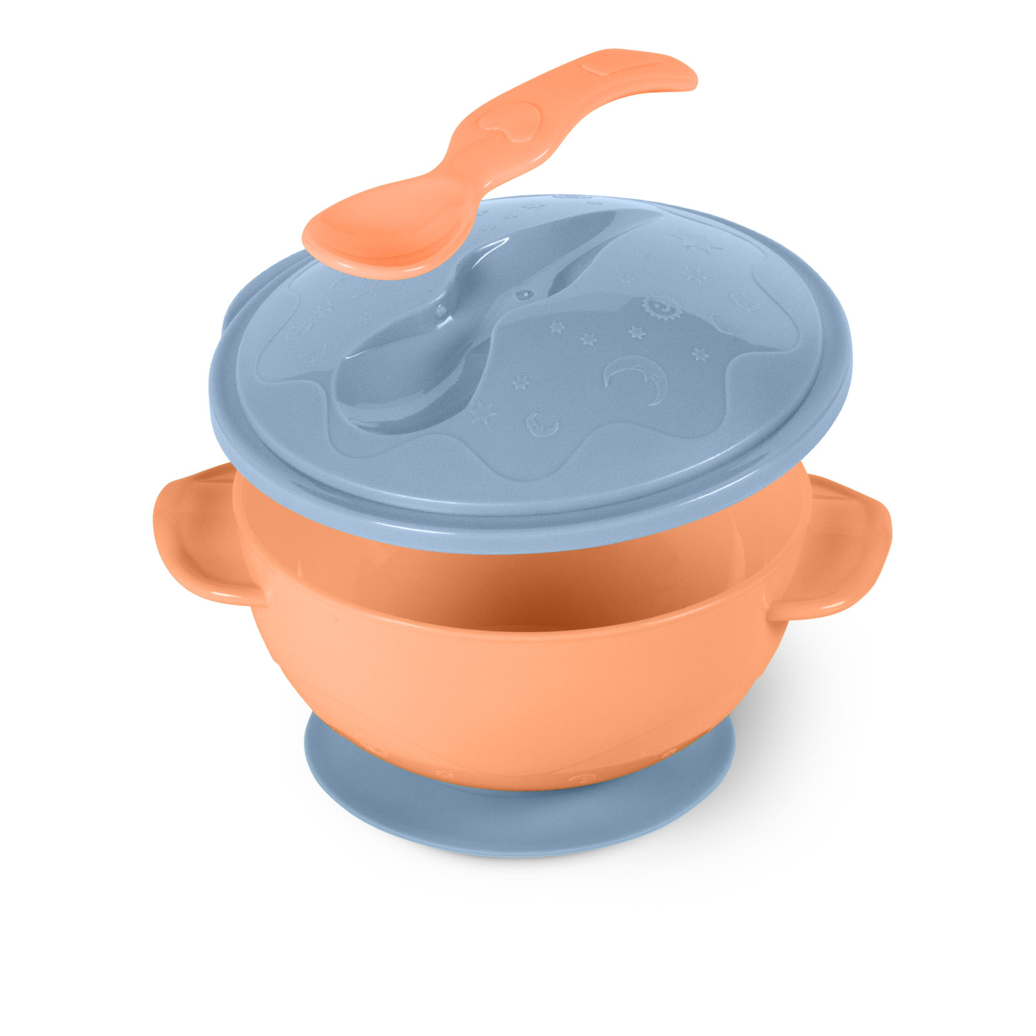 Бабуу FOR KIDS Baboo Plate with lid and spoon, on suction cup, blue, 6m+