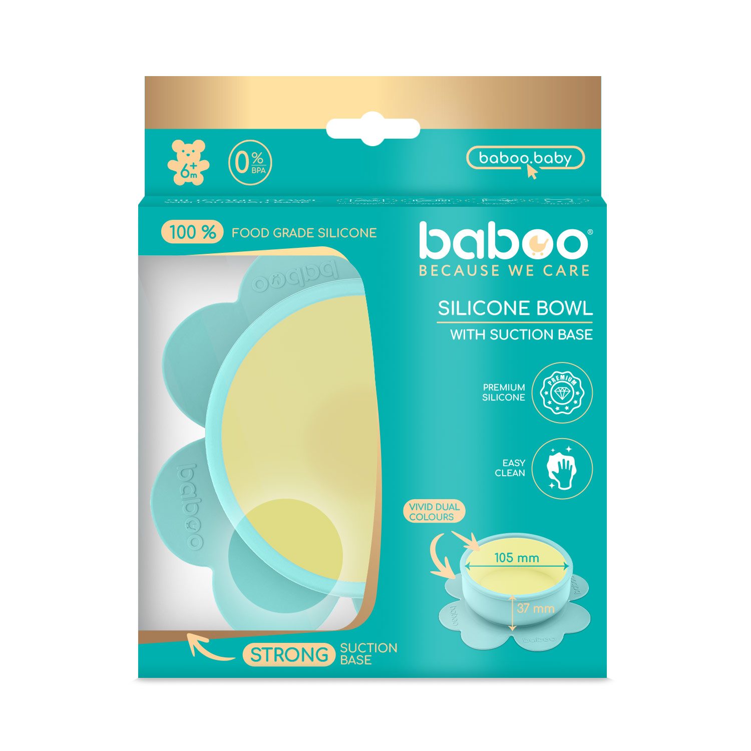 Бабуу FOR KIDS Baboo silicone plate with anti-slip base, mint, 230ml, 6m+