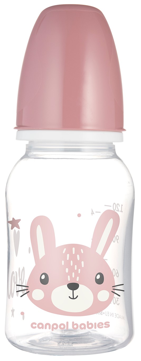Канпол FOR KIDS Canpol Plastic bottle. Cute animals, pink 120ml, 4076