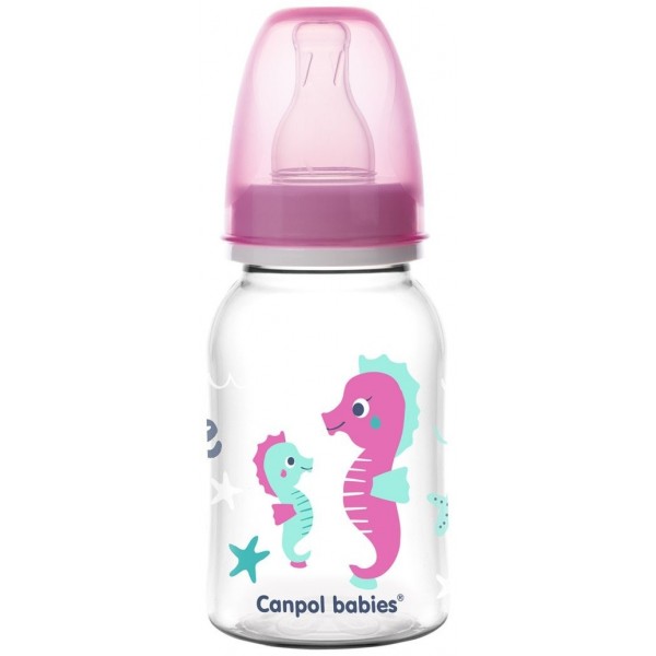 Канпол FOR KIDS Canpol Plastic bottle. Love & Sea, pink 120ml, 4150