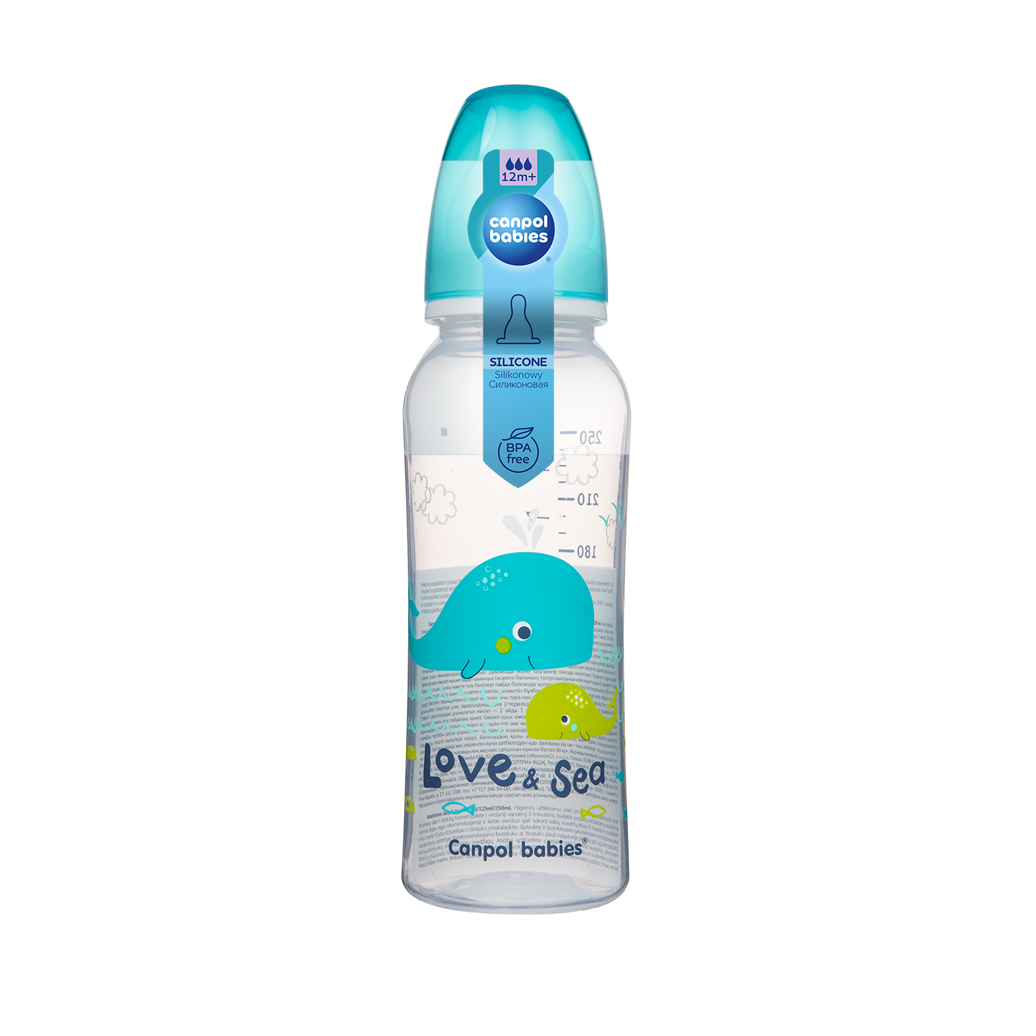 Канпол FOR KIDS Canpol Plastic bottle. Love & Sea, turquoise 250ml, 4165