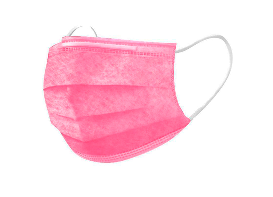 Маска MEDICAL SUPPLIES Medical 3-layer mask with elastic bands pink 1pcs