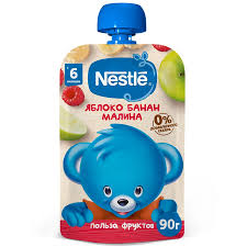 Нестле FOR KIDS Нестле пюре яблоко, банан, малина с 6м 90г 3566