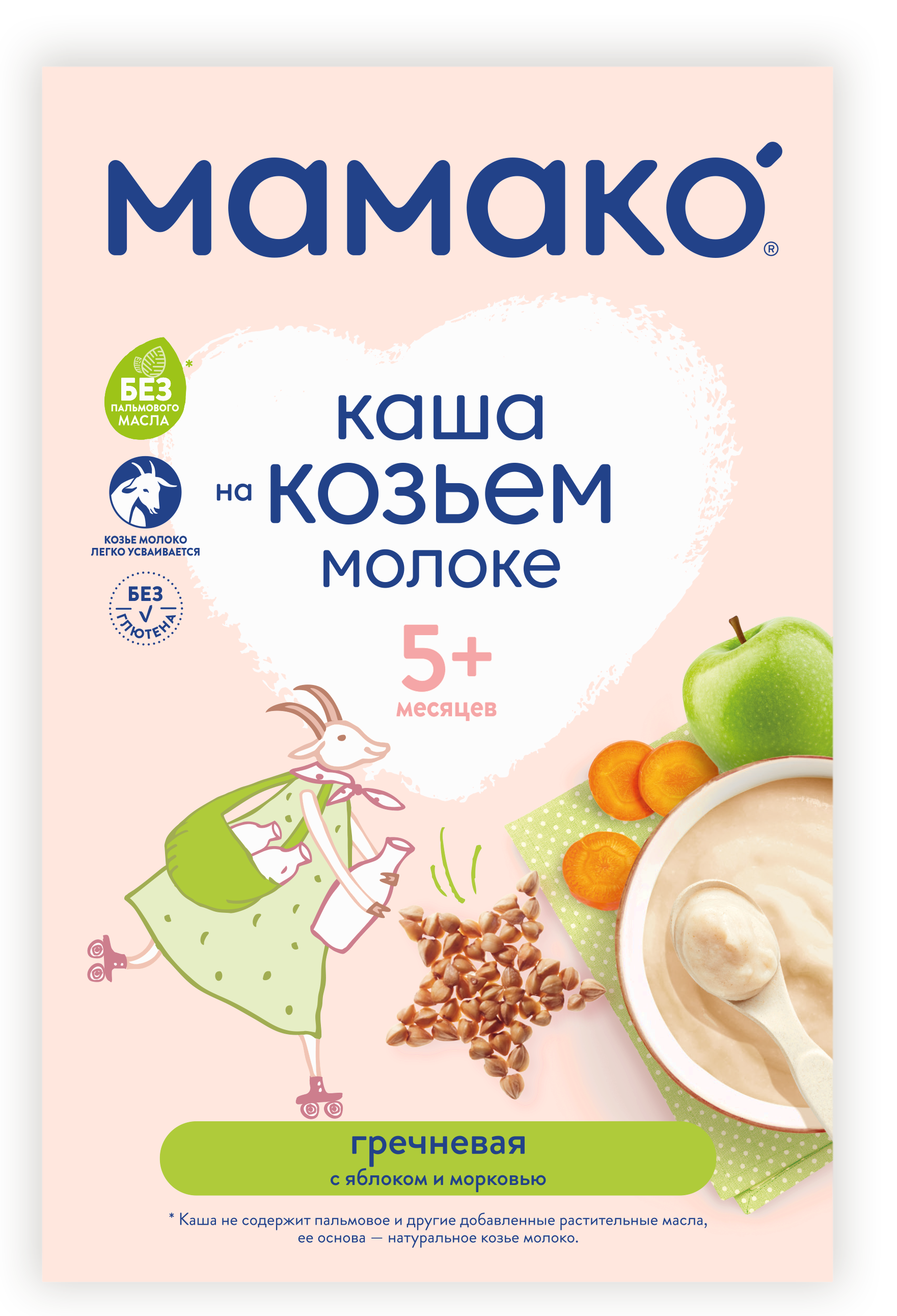 Мамако FOR KIDS Mamako buckwheat porridge with apple and carrot on goat milk 5+ months 200g