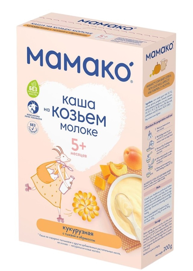 Мамако FOR KIDS Mamako corn porridge with pumpkin and apricot on goat milk 5+ months 200g