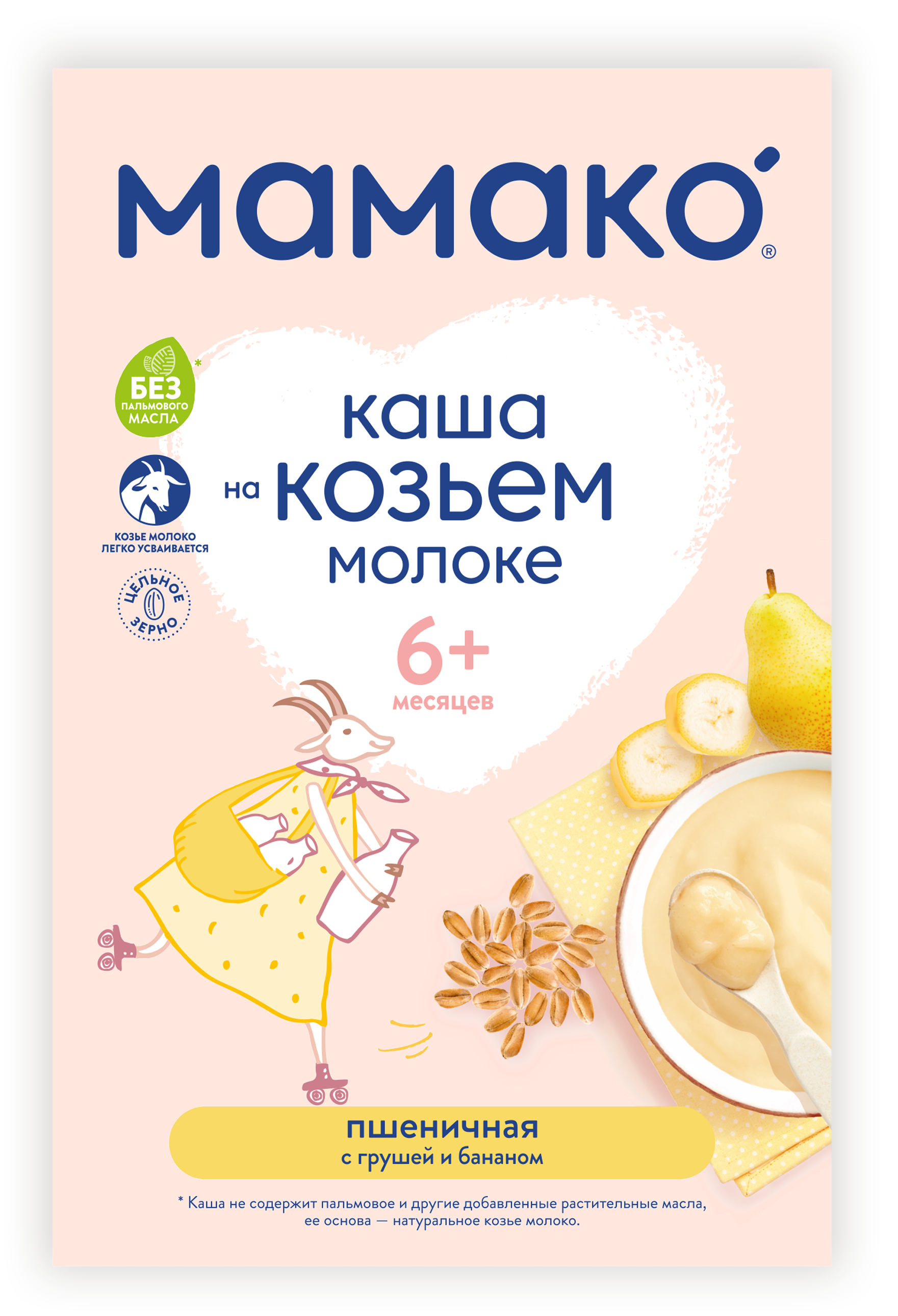 Мамако FOR KIDS Mamako wheat porridge with pear and banana on goat milk 6+ months 200g