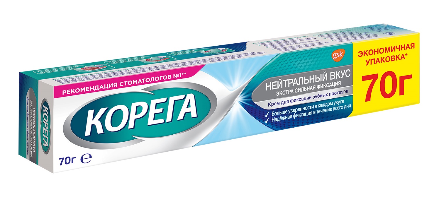 Корега ԲԺՇԿԱԿԱՆ ՊԱՐԱԳԱՆԵՐ Կորեգա պրոթեզները ֆիքսող նրբաքսուք չեզոք համ 70գ