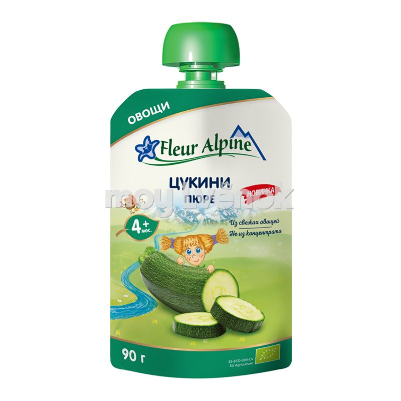 Флер ПРОДУКТЫ ДЛЯ ДЕТЕЙ Флер Альпин пюре цукини с 4м. 90г