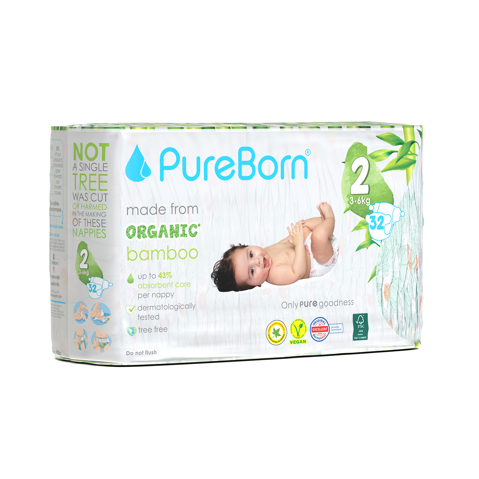 ПюрБорн FOR KIDS ПюрБорн подгузники 2-S, 3-6кг. 32шт. /3
