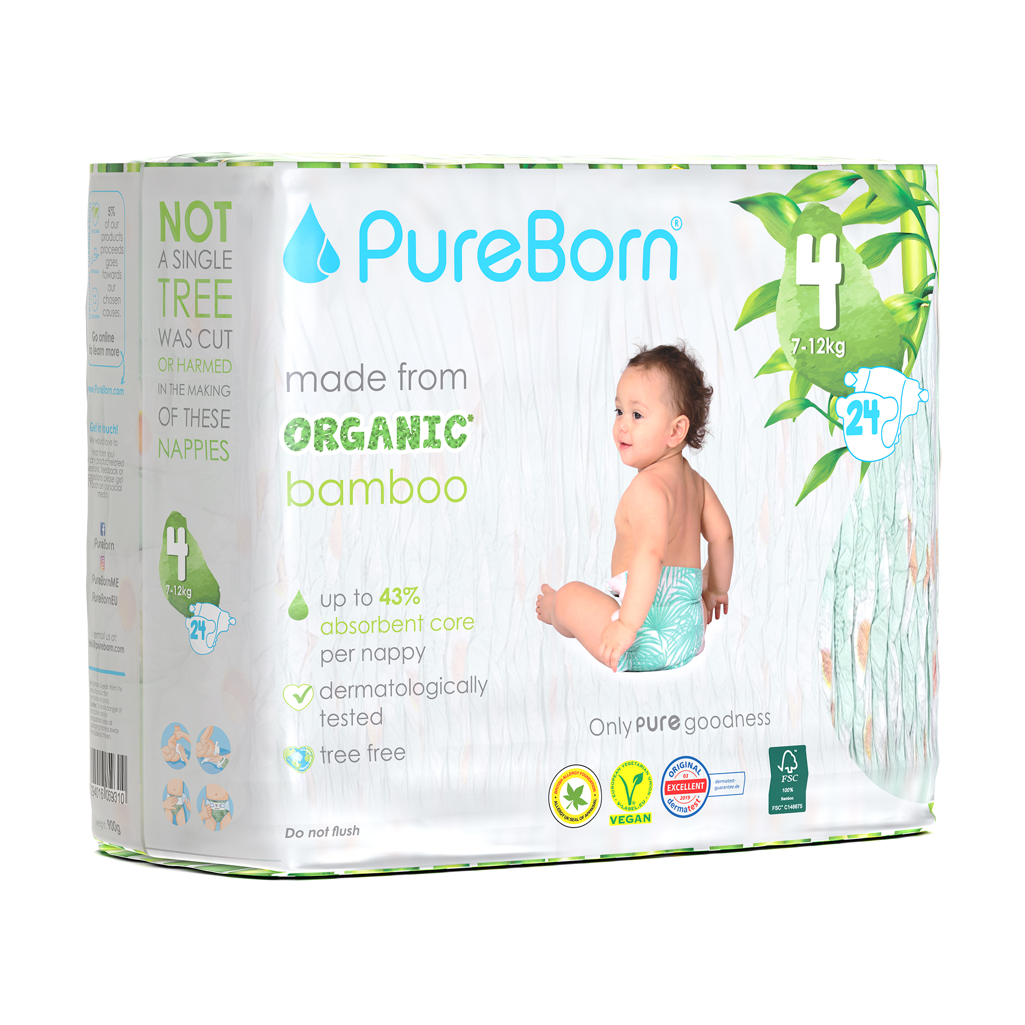 ПюрБорн ԵՐԵԽԱՆԵՐԻ ՀԱՄԱՐ ՓյուրԲորն Տակդիրներ 4-L, 7-12կգ. 24հատ.