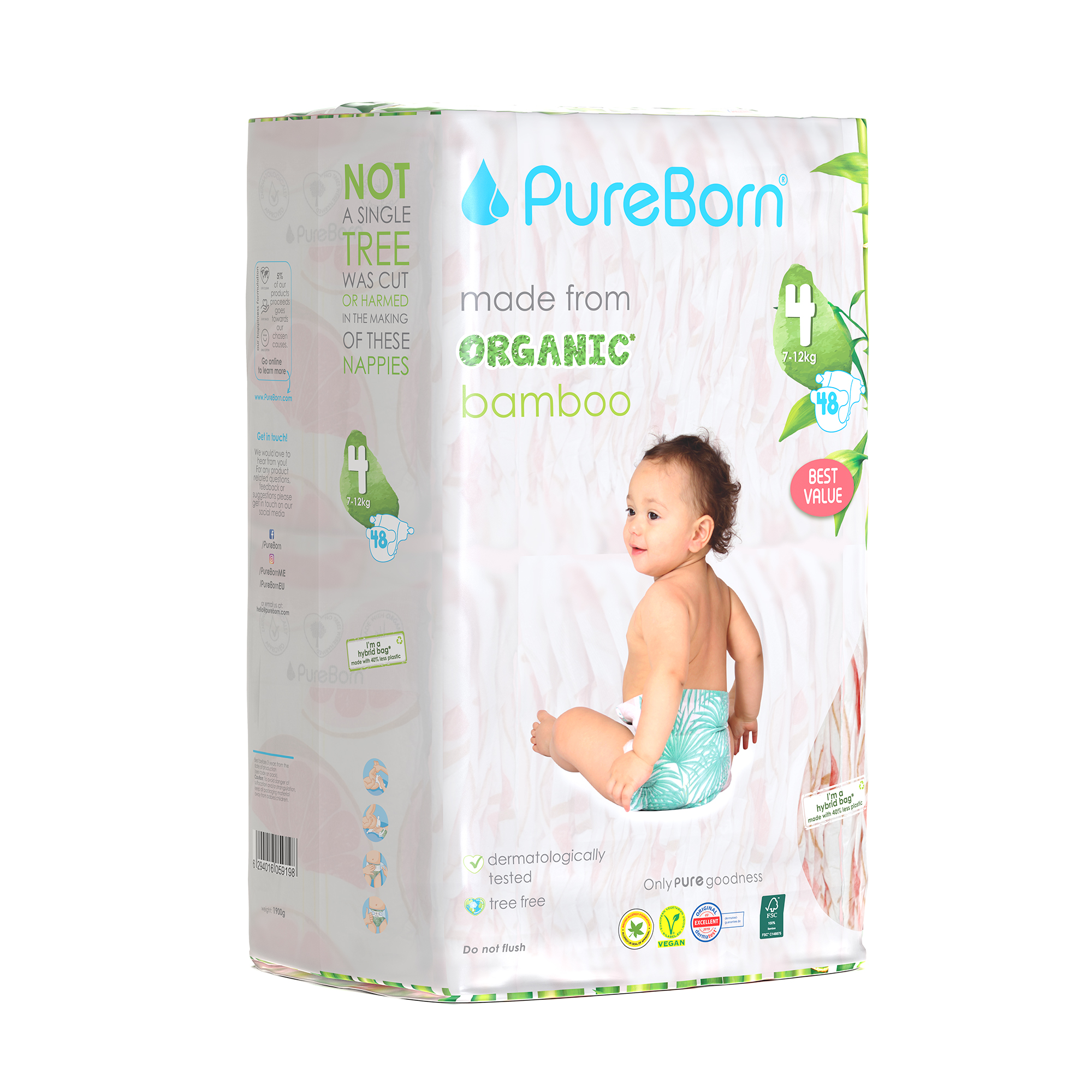 ПюрБорн FOR KIDS ПюрБорн подгузники 4-L, 7-12кг. 48шт. /10