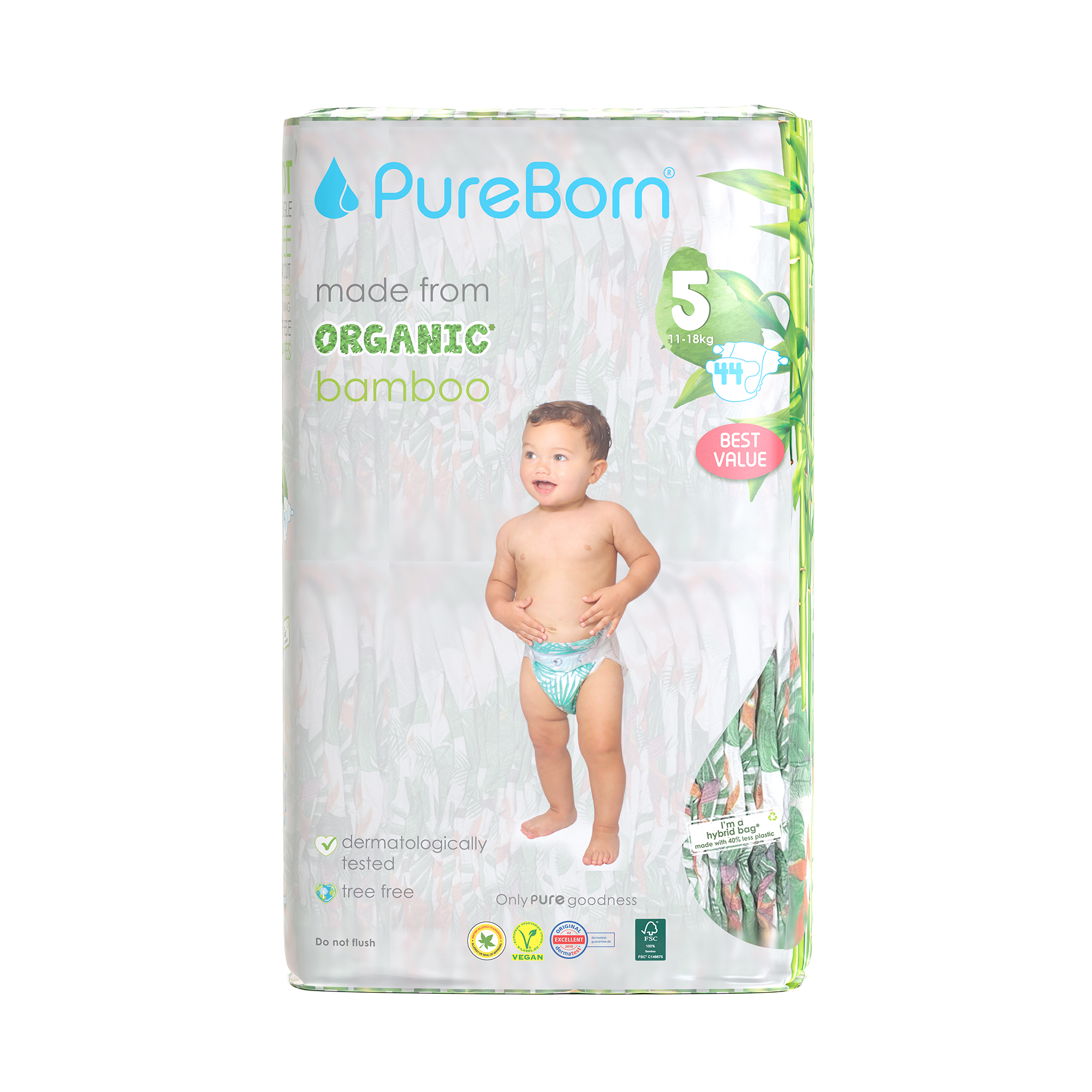 ПюрБорн FOR KIDS ПюрБорн подгузники 5-L, 11-18кг. 44шт. /11