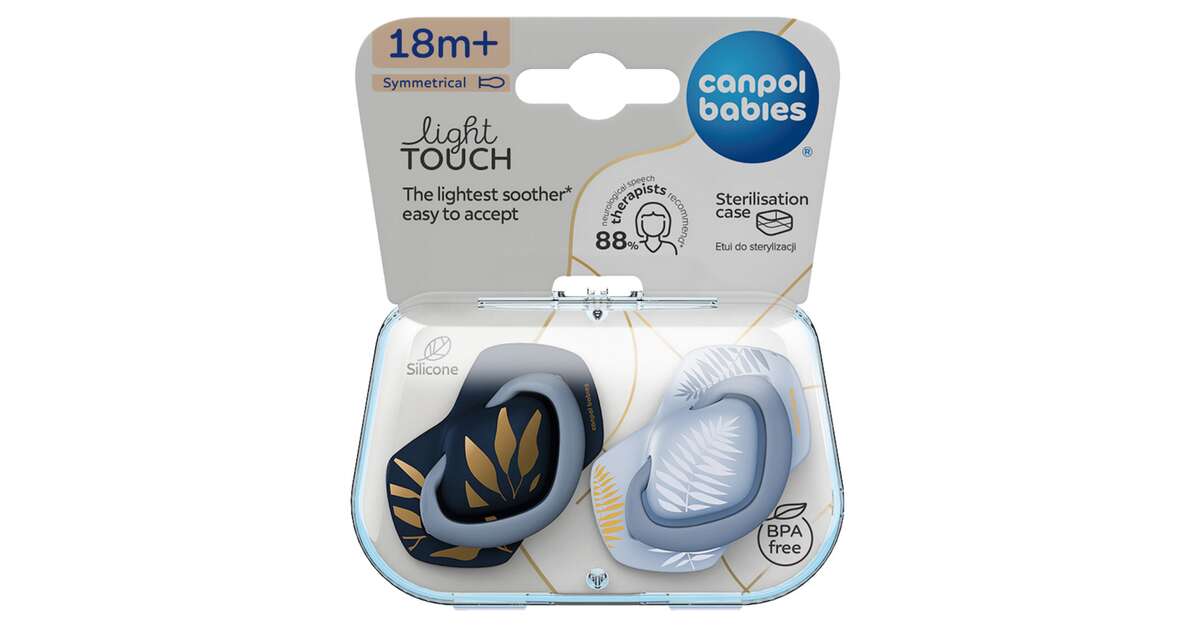 Канпол ПРОДУКТЫ ДЛЯ ДЕТЕЙ Канпол Пустышка силик. симметр. 18м+ Gold 2шт. голубая 4108