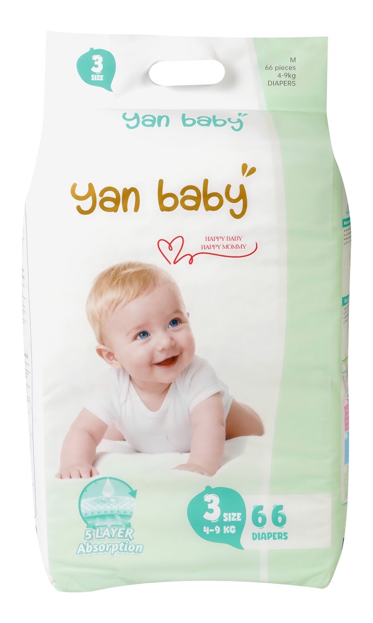 Ян ПРОДУКТЫ ДЛЯ ДЕТЕЙ Ян Бейби подгузники #3 4-9кг. 66шт.
