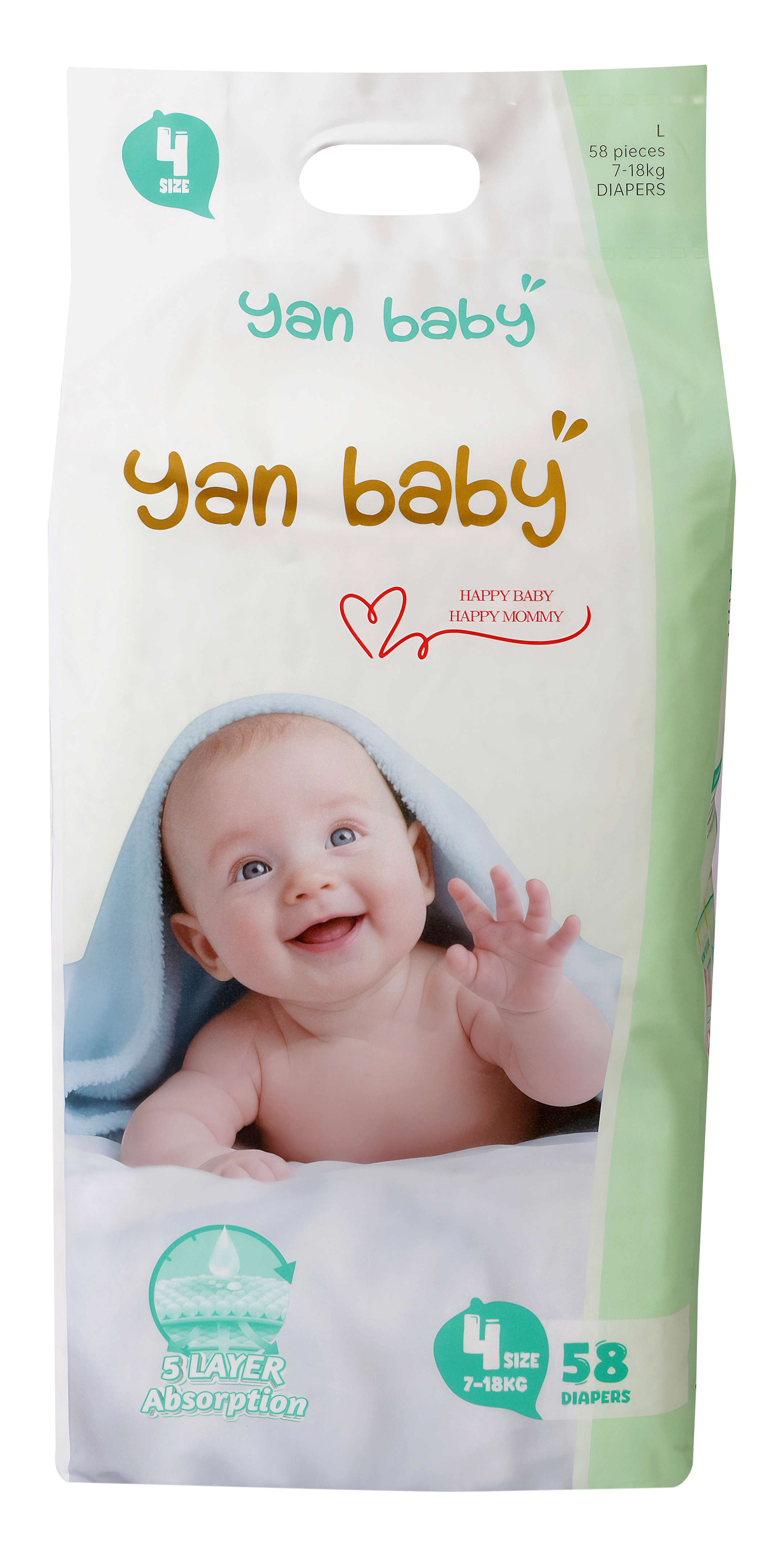 Ян ПРОДУКТЫ ДЛЯ ДЕТЕЙ Ян Бейби подгузники #4 7-18кг. 58шт.