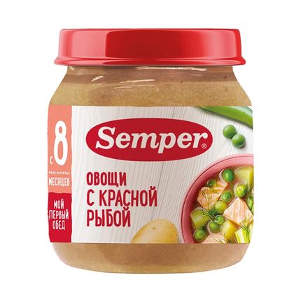 Сэмпер ԵՐԵԽԱՆԵՐԻ ՀԱՄԱՐ Սեմպեր բանջարեղեն կարմիր ձկով 8ամս․ 100գր