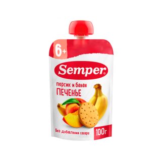 Сэмпер ԵՐԵԽԱՆԵՐԻ ՀԱՄԱՐ Սեմպեր մուլտի մրգային խյուս, թխվածքաբլիթ 6ամս․ 100գր