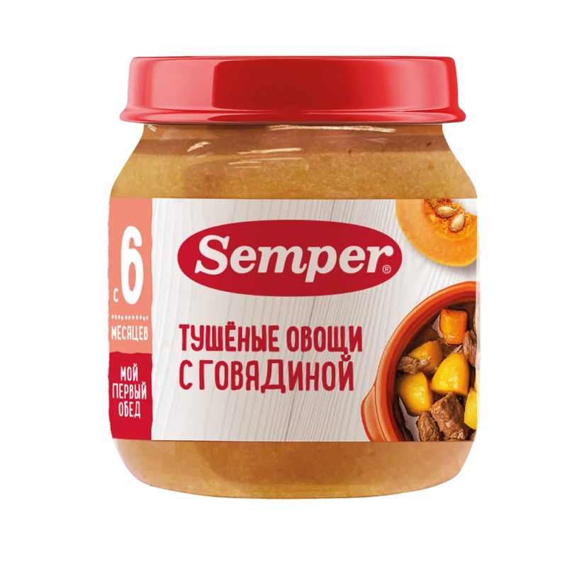 Сэмпер ԵՐԵԽԱՆԵՐԻ ՀԱՄԱՐ Սեմպեր շոգեխաշած բանջարեղեն տավարի մսով 6ամս․ 100գր