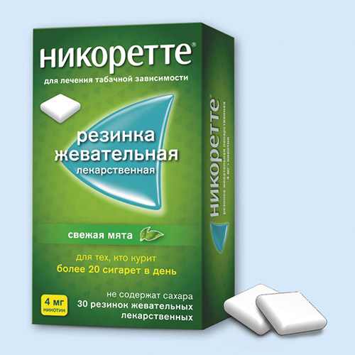 Никоретте ЛЕКАРСТВЕННЫЕ СРЕДСТВА Никоретте жевательная резинка 4мг x30