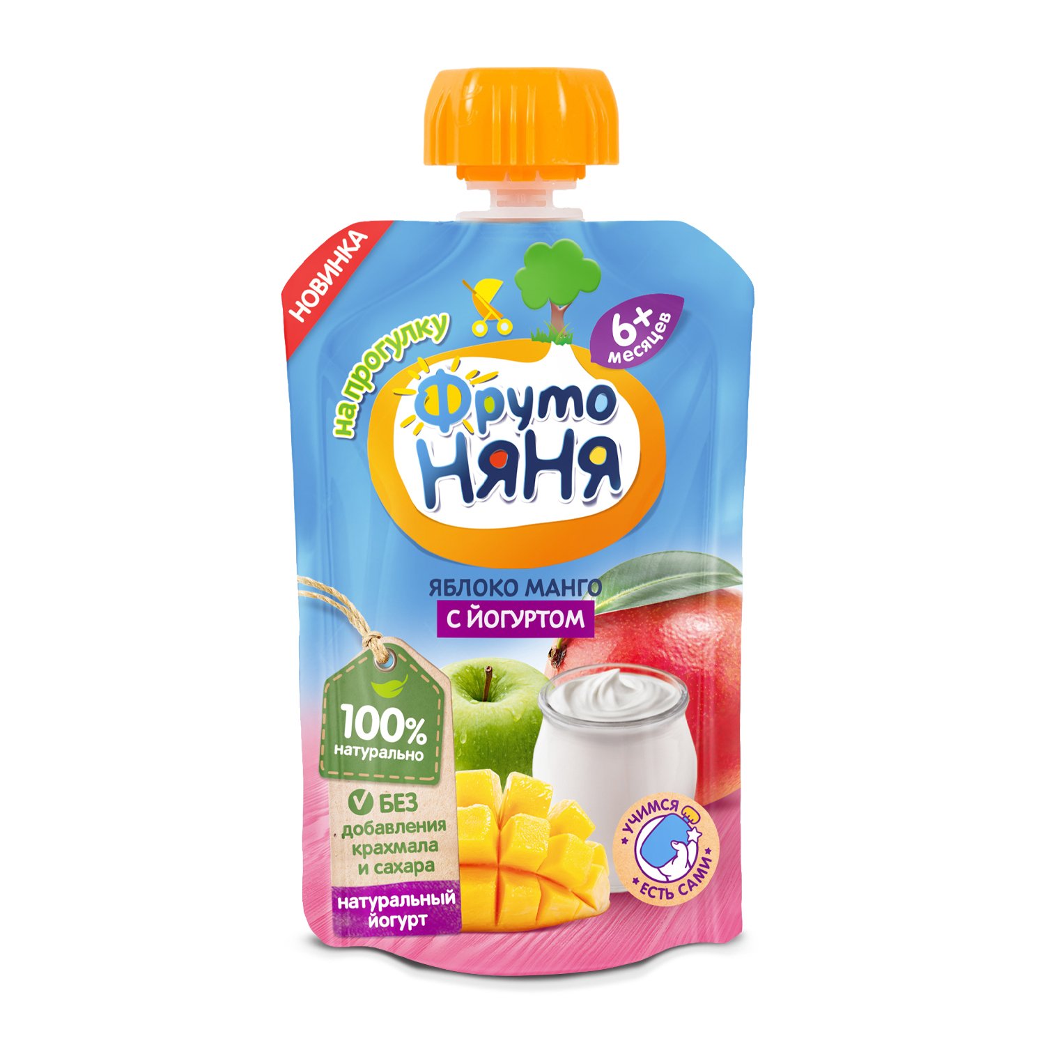 Фруто FOR KIDS Frutonyanya apple mango puree with yogurt 6m+ 90g (pouch)