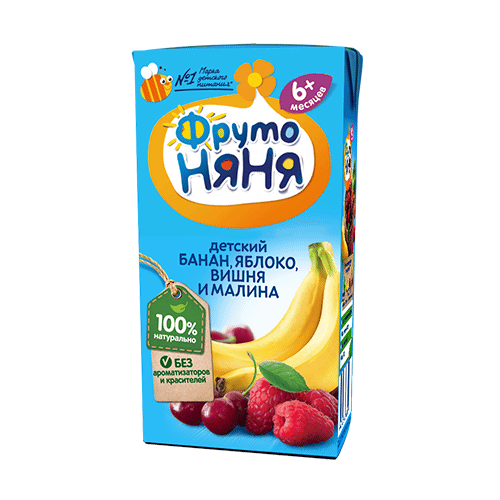 Фруто FOR KIDS Fruto Nyanya juice baby banana apple cherry and raspberry 6 m + 0.2l