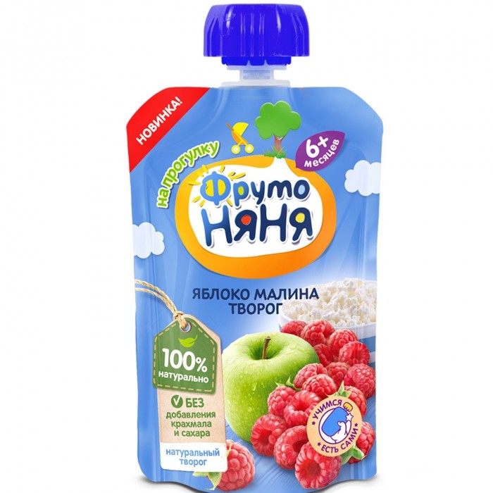 Фруто FOR KIDS Fruto Nyanya puree apple, raspberry, cottage cheese 90g