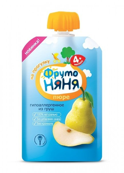 Фруто FOR KIDS Fruto Nyanya natural puree pear 90g (pouch)