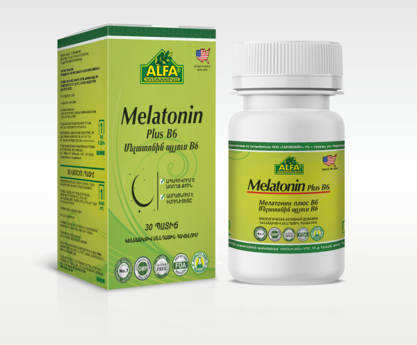 Мелатонин ԴԵՂՈՐԱՅՔ Մելատոնին+В6 դեղապատիճներ x 30 Ալֆա Վիտամինս