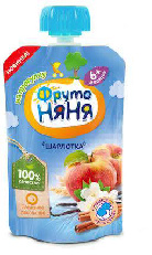 Фруто ПРОДУКТЫ ДЛЯ ДЕТЕЙ Фруто Няня пюре шарлотка 6м+ 90г (пауч)