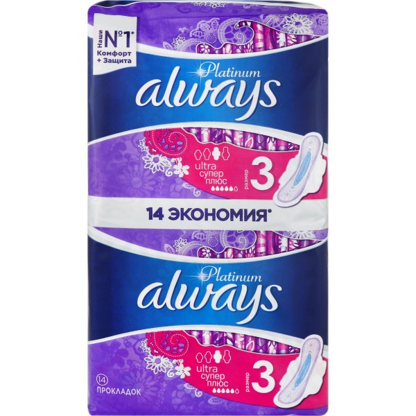 Олвейс CARE PRODUCTS Always pads platinum ultra super + eco. N3, 14pcs 0663