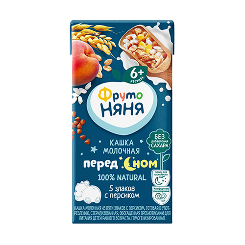 Фруто FOR KIDS Fruto Nyanya porridge before bedtime 5 cereals with peach 0/2l