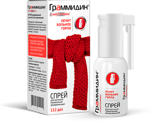 Граммидин MEDICINES Grammidin spray d / local. prim with anesthetic 112 doses