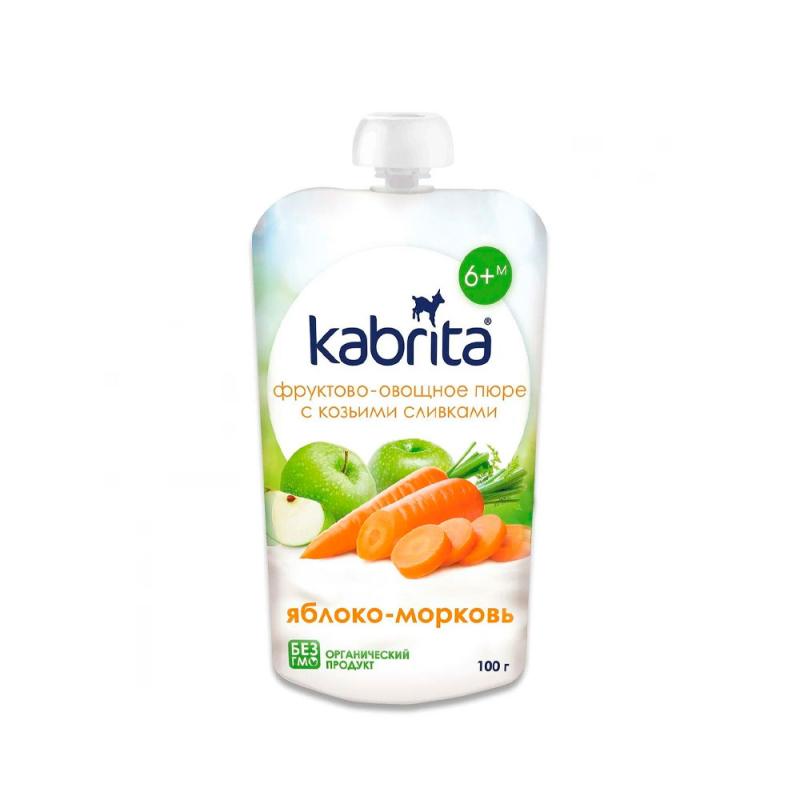 Кабрита FOR KIDS Кабрита пюре яблоко-морковь с козьими сливками 6м+ 100г