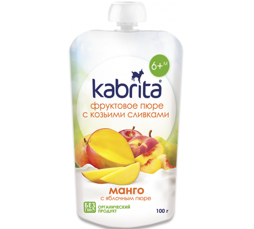 Кабрита FOR KIDS Кабрита пюре манго с козьими сливками 6м+ 100г
