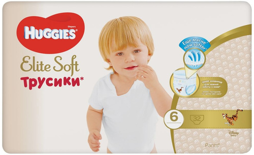 Хаггис FOR KIDS Huggies Elite Soft diaper panties #6 16-22kg 32pcs