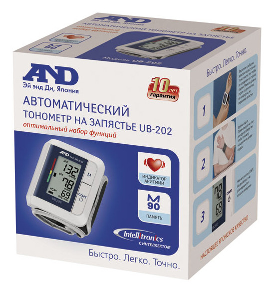 Тонометр MEDICAL SUPPLIES Tonometer electronic automatic on wrist A&D UA 202