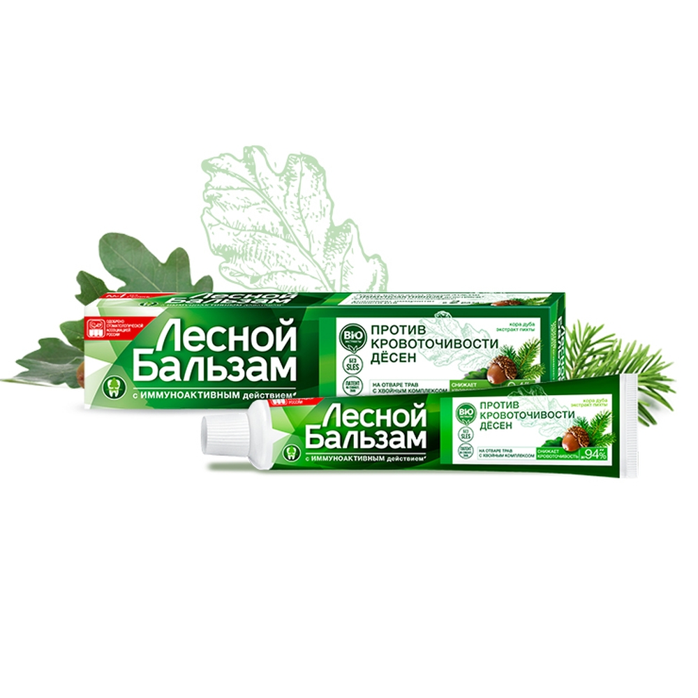 Лесной CARE PRODUCTS Лесной Бальзам зубная паста с корой дуба, 75мл