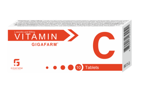 Витамин ЛЕКАРСТВЕННЫЕ СРЕДСТВА Витамин C таблетки 505мг x 10 Гигафарм