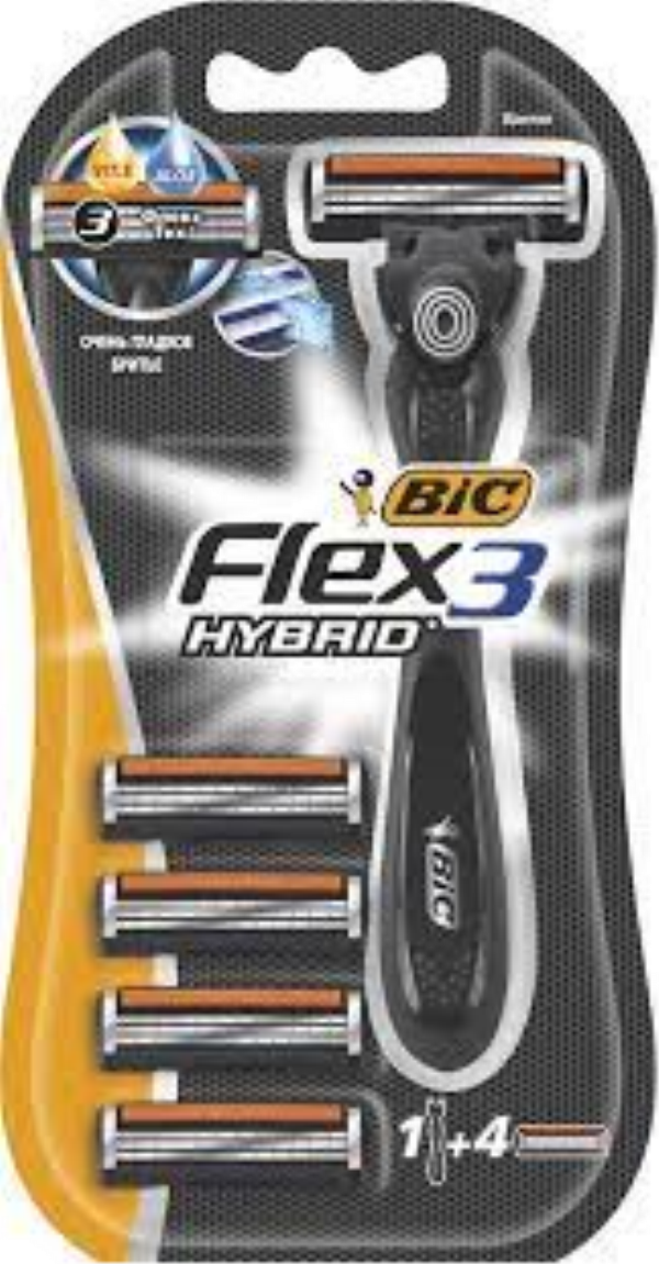 Биг ԽՆԱՄՔԻ ՄԻՋՈՑՆԵՐ BIC Flex 3 Hybrid 1 սափրվելու սարք / 4 շեղբ ( հալվե/վիտ. Ե)