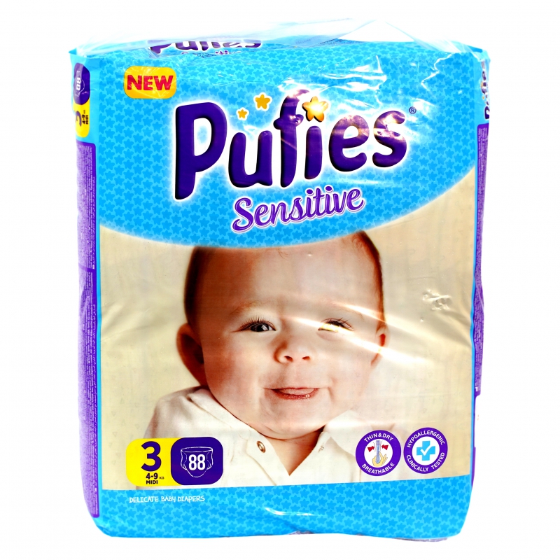 Пуфис FOR KIDS Pufies Sensitive diapers midi 4-9kg 88pcs