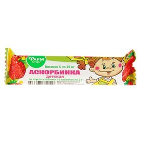 Аскорбинка MEDICINES Ascorbic acid with strawberry flavor 3g tab. N10