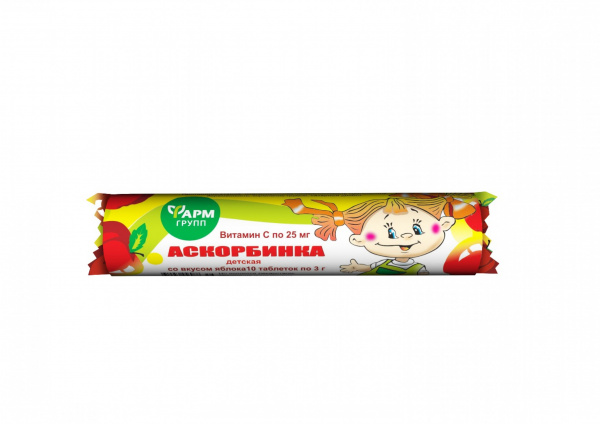 Аскорбинка MEDICINES Ascorbic acid with apple flavor 3g tab. N10
