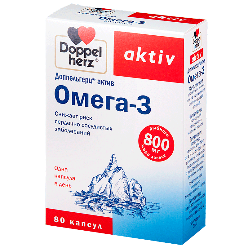 Доппельгерц MEDICINES Doppelherz Active Omega-3 caps 800mg N80