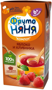 ПРОДУКТЫ ДЛЯ ДЕТЕЙ Фруто Фруто Няня компот из яблок, и клубника 0,2л.