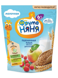 ПРОДУКТЫ ДЛЯ ДЕТЕЙ Фруто Фруто Няня каша молочная пшенич. яблоко земляника 200г