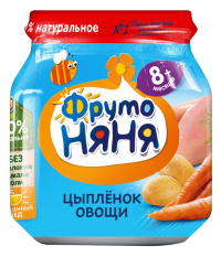 ПРОДУКТЫ ДЛЯ ДЕТЕЙ Фруто Фруто Няня пюре цыпленка овощ.100г