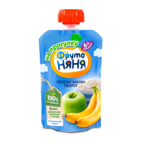 ПРОДУКТЫ ДЛЯ ДЕТЕЙ Фруто Фруто Няня пюре яблок и бананов с творогом 90г (пауч)